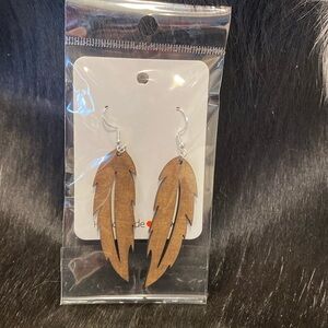 Handmade Wooden feather earrings
